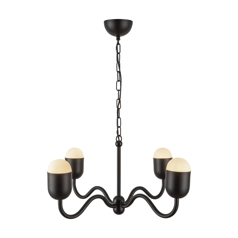 Four Light Chandelier<br /><span style="color:#4AB0CE;">Entrega: 4-10 dias en USA</span><br /><span style="color:#4AB0CE;font-size:60%;">PREGUNTE POR ENTREGA EN PANAMA</span><br />Collection: Effie<br />Finish: Matte Black/Opal Glass