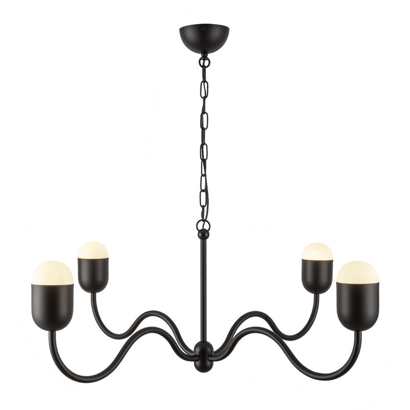 Four Light Chandelier<br /><span style="color:#4AB0CE;">Entrega: 4-10 dias en USA</span><br /><span style="color:#4AB0CE;font-size:60%;">PREGUNTE POR ENTREGA EN PANAMA</span><br />Collection: Effie<br />Finish: Matte Black/Opal Glass