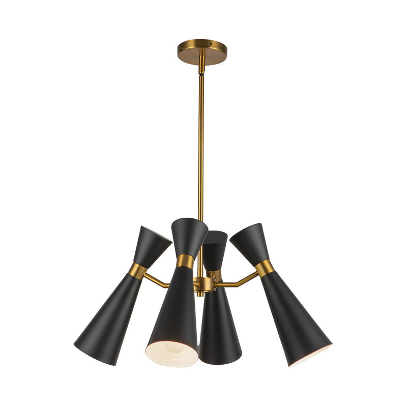 Four Light Chandelier<br /><span style="color:#4AB0CE;">Entrega: 4-10 dias en USA</span><br /><span style="color:#4AB0CE;font-size:60%;">PREGUNTE POR ENTREGA EN PANAMA</span><br />Collection: Blake<br />Finish: Matte Black/Aged Gold