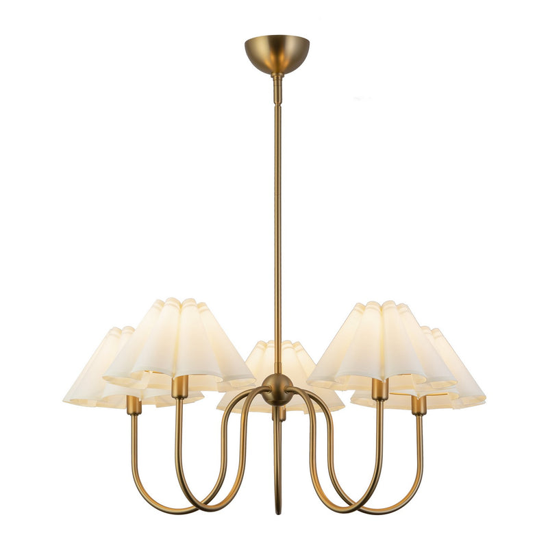 Five Light Chandelier<br /><span style="color:#4AB0CE;">Entrega: 4-10 dias en USA</span><br /><span style="color:#4AB0CE;font-size:60%;">PREGUNTE POR ENTREGA EN PANAMA</span><br />Collection: Rosemary<br />Finish: Brushed Gold/Folded White