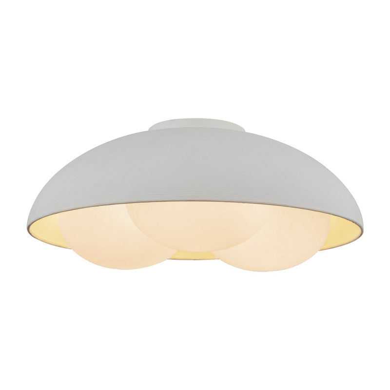 Three Light Flush Mount<br /><span style="color:#4AB0CE;">Entrega: 4-10 dias en USA</span><br /><span style="color:#4AB0CE;font-size:60%;">PREGUNTE POR ENTREGA EN PANAMA</span><br />Collection: Robyn<br />Finish: Antique White/Opal Glass