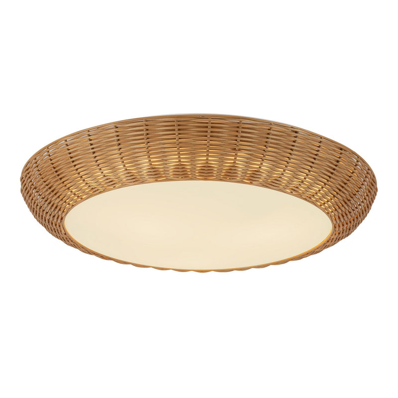 Three Light Flush Mount<br /><span style="color:#4AB0CE;">Entrega: 4-10 dias en USA</span><br /><span style="color:#4AB0CE;font-size:60%;">PREGUNTE POR ENTREGA EN PANAMA</span><br />Collection: Merida<br />Finish: Rattan