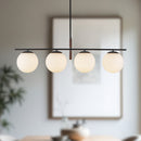 Alora - LP421437MBOP - Four Light Linear Pendant - Zuri - Matte Black/Opal Glass