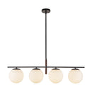 Four Light Linear Pendant<br /><span style="color:#4AB0CE;">Entrega: 4-10 dias en USA</span><br /><span style="color:#4AB0CE;font-size:60%;">PREGUNTE POR ENTREGA EN PANAMA</span><br />Collection: Zuri<br />Finish: Matte Black/Opal Glass