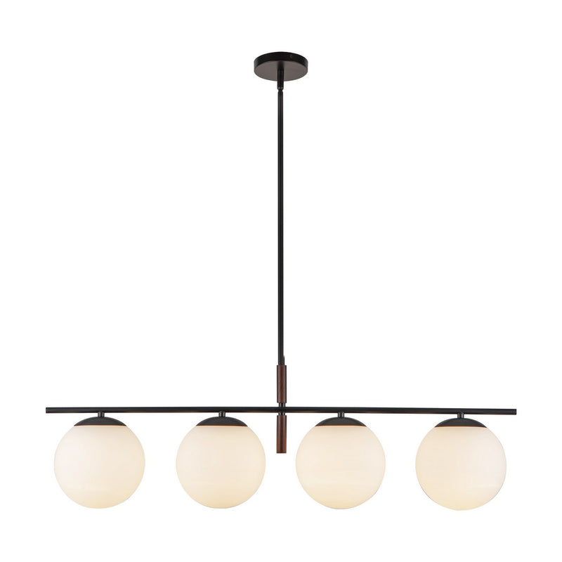Four Light Linear Pendant<br /><span style="color:#4AB0CE;">Entrega: 4-10 dias en USA</span><br /><span style="color:#4AB0CE;font-size:60%;">PREGUNTE POR ENTREGA EN PANAMA</span><br />Collection: Zuri<br />Finish: Matte Black/Opal Glass