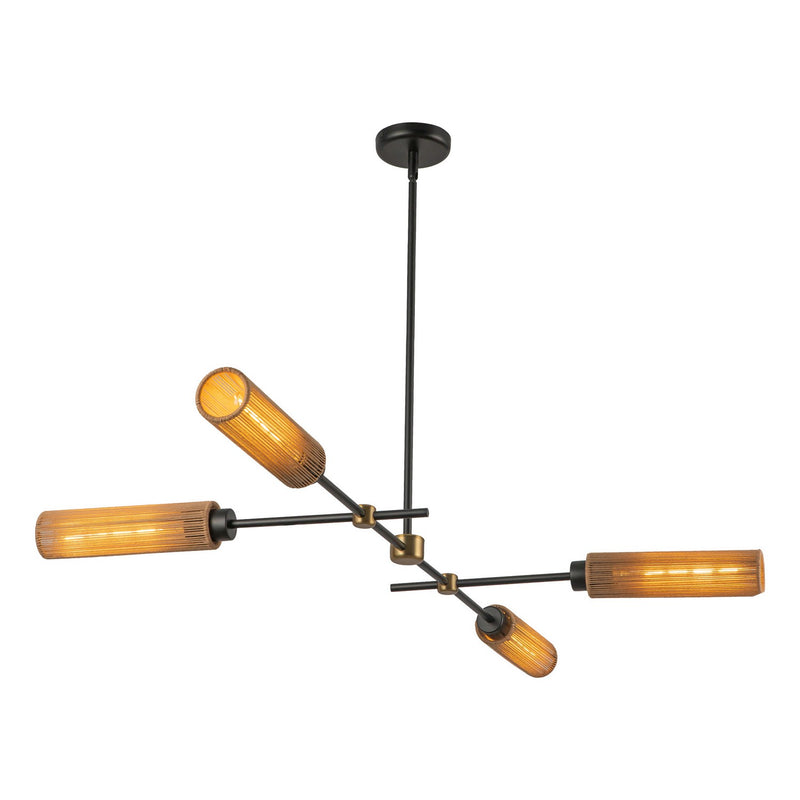 Four Light Linear Pendant<br /><span style="color:#4AB0CE;">Entrega: 4-10 dias en USA</span><br /><span style="color:#4AB0CE;font-size:60%;">PREGUNTE POR ENTREGA EN PANAMA</span><br />Collection: Colby<br />Finish: Matte Black/Tan Jute