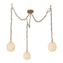 Three Light Pendant<br /><span style="color:#4AB0CE;">Entrega: 4-10 dias en USA</span><br /><span style="color:#4AB0CE;font-size:60%;">PREGUNTE POR ENTREGA EN PANAMA</span><br />Collection: Cherise<br />Finish: Brushed Gold/Glossy Ribbed Opal Glass