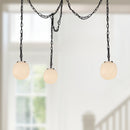 Alora - MP579707MBGR - Three Light Pendant - Cherise - Matte Black/Glossy Ribbed Opal Glass