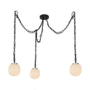 Three Light Pendant<br /><span style="color:#4AB0CE;">Entrega: 4-10 dias en USA</span><br /><span style="color:#4AB0CE;font-size:60%;">PREGUNTE POR ENTREGA EN PANAMA</span><br />Collection: Cherise<br />Finish: Matte Black/Glossy Ribbed Opal Glass