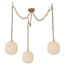 Three Light Pendant<br /><span style="color:#4AB0CE;">Entrega: 4-10 dias en USA</span><br /><span style="color:#4AB0CE;font-size:60%;">PREGUNTE POR ENTREGA EN PANAMA</span><br />Collection: Cherise<br />Finish: Brushed Gold/Glossy Ribbed Opal Glass