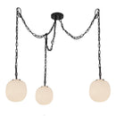 Three Light Pendant<br /><span style="color:#4AB0CE;">Entrega: 4-10 dias en USA</span><br /><span style="color:#4AB0CE;font-size:60%;">PREGUNTE POR ENTREGA EN PANAMA</span><br />Collection: Cherise<br />Finish: Matte Black/Glossy Ribbed Opal Glass