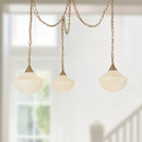 Alora - MP651312BGGR - Three Light Pendant - Farrah - Brushed Gold/Glossy Ribbed Opal Glass
