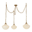 Three Light Pendant<br /><span style="color:#4AB0CE;">Entrega: 4-10 dias en USA</span><br /><span style="color:#4AB0CE;font-size:60%;">PREGUNTE POR ENTREGA EN PANAMA</span><br />Collection: Farrah<br />Finish: Brushed Gold/Glossy Ribbed Opal Glass