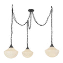 Three Light Pendant<br /><span style="color:#4AB0CE;">Entrega: 2-3 semanas en USA</span><br /><span style="color:#4AB0CE;font-size:60%;">PREGUNTE POR ENTREGA EN PANAMA</span><br />Collection: Farrah<br />Finish: Matte Black/Glossy Ribbed Opal Glass
