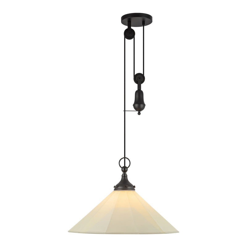 One Light Pendant<br /><span style="color:#4AB0CE;">Entrega: 4-10 dias en USA</span><br /><span style="color:#4AB0CE;font-size:60%;">PREGUNTE POR ENTREGA EN PANAMA</span><br />Collection: Ellen<br />Finish: Matte Black/White Linen