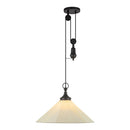 One Light Pendant<br /><span style="color:#4AB0CE;">Entrega: 4-10 dias en USA</span><br /><span style="color:#4AB0CE;font-size:60%;">PREGUNTE POR ENTREGA EN PANAMA</span><br />Collection: Ellen<br />Finish: Matte Black/White Linen