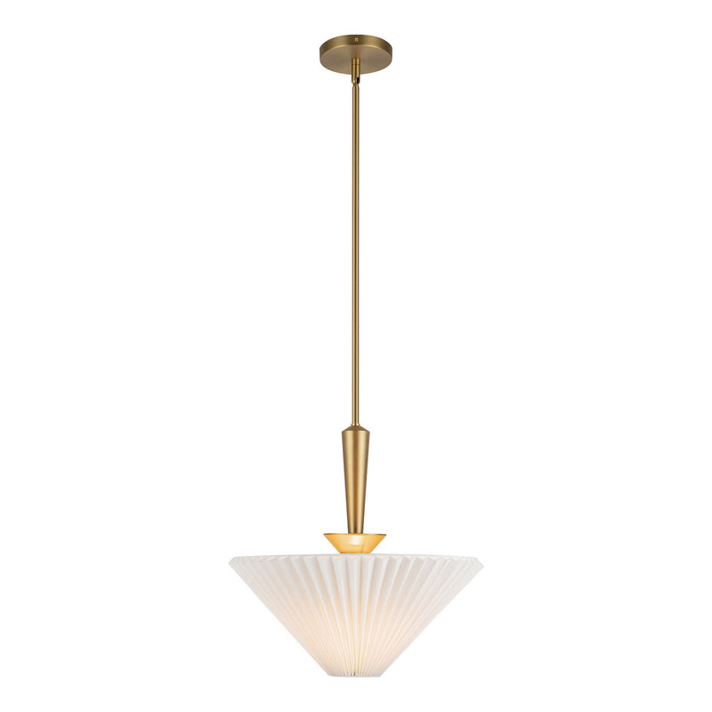 One Light Pendant<br /><span style="color:#4AB0CE;">Entrega: 4-10 dias en USA</span><br /><span style="color:#4AB0CE;font-size:60%;">PREGUNTE POR ENTREGA EN PANAMA</span><br />Collection: Bridgette<br />Finish: Brushed Gold/Folded White