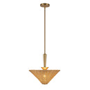 One Light Pendant<br /><span style="color:#4AB0CE;">Entrega: 4-10 dias en USA</span><br /><span style="color:#4AB0CE;font-size:60%;">PREGUNTE POR ENTREGA EN PANAMA</span><br />Collection: Bridgette<br />Finish: Brushed Gold/Rattan