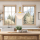 Alora - PD497016BGWL - One Light Pendant - Bridgette - Brushed Gold/White Linen