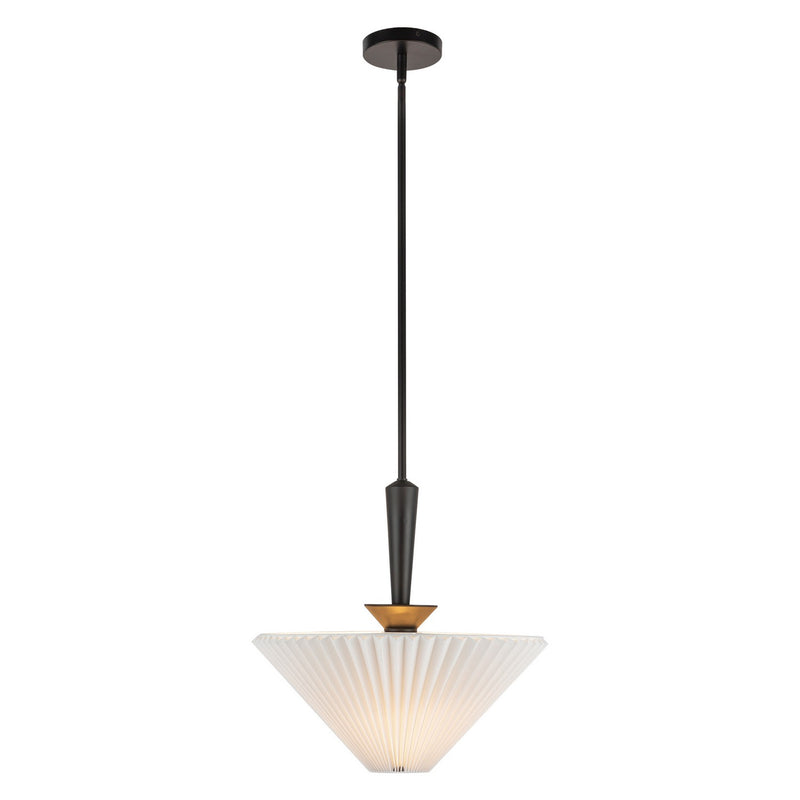 One Light Pendant<br /><span style="color:#4AB0CE;">Entrega: 4-10 dias en USA</span><br /><span style="color:#4AB0CE;font-size:60%;">PREGUNTE POR ENTREGA EN PANAMA</span><br />Collection: Bridgette<br />Finish: Matte Black/Folded White