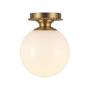 One Light Semi-Flush Mount<br /><span style="color:#4AB0CE;">Entrega: 3-4 semanas en USA</span><br /><span style="color:#4AB0CE;font-size:60%;">PREGUNTE POR ENTREGA EN PANAMA</span><br />Collection: Otis<br />Finish: Brushed Gold/Glossy Opal Glass