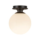 One Light Semi-Flush Mount<br /><span style="color:#4AB0CE;">Entrega: 4-10 dias en USA</span><br /><span style="color:#4AB0CE;font-size:60%;">PREGUNTE POR ENTREGA EN PANAMA</span><br />Collection: Otis<br />Finish: Matte Black/Glossy Opal Glass