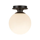 One Light Semi-Flush Mount<br /><span style="color:#4AB0CE;">Entrega: 1-2 semanas en USA</span><br /><span style="color:#4AB0CE;font-size:60%;">PREGUNTE POR ENTREGA EN PANAMA</span><br />Collection: Otis<br />Finish: Matte Black/Glossy Opal Glass