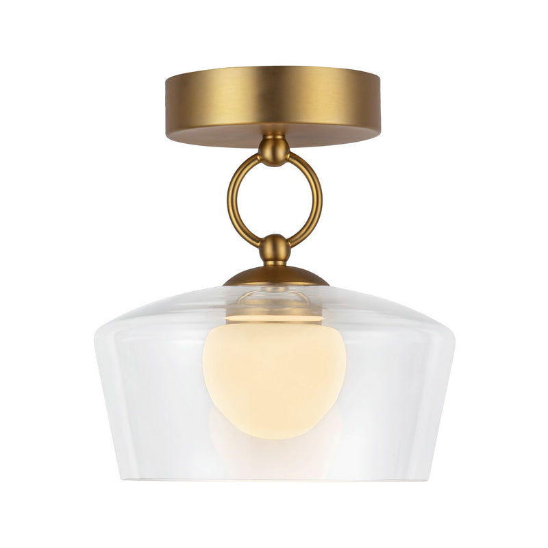 LED Semi Flush Mount<br /><span style="color:#4AB0CE;">Entrega: 4-10 dias en USA</span><br /><span style="color:#4AB0CE;font-size:60%;">PREGUNTE POR ENTREGA EN PANAMA</span><br />Collection: Leota<br />Finish: Brushed Gold/Clear Glass