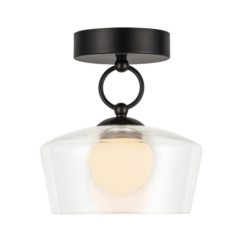 LED Semi Flush Mount<br /><span style="color:#4AB0CE;">Entrega: 4-10 dias en USA</span><br /><span style="color:#4AB0CE;font-size:60%;">PREGUNTE POR ENTREGA EN PANAMA</span><br />Collection: Leota<br />Finish: Matte Black/Clear Glass