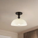 Alora - SF459012MBGO - One Light Semi-Flush Mount - Paisley - Matte Black/Glossy Opal Glass