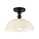 One Light Semi-Flush Mount<br /><span style="color:#4AB0CE;">Entrega: 2-3 semanas en USA</span><br /><span style="color:#4AB0CE;font-size:60%;">PREGUNTE POR ENTREGA EN PANAMA</span><br />Collection: Paisley<br />Finish: Matte Black/Glossy Opal Glass