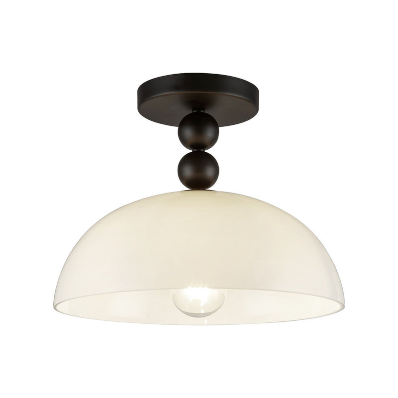 One Light Semi-Flush Mount<br /><span style="color:#4AB0CE;">Entrega: 2-3 semanas en USA</span><br /><span style="color:#4AB0CE;font-size:60%;">PREGUNTE POR ENTREGA EN PANAMA</span><br />Collection: Paisley<br />Finish: Matte Black/Glossy Opal Glass
