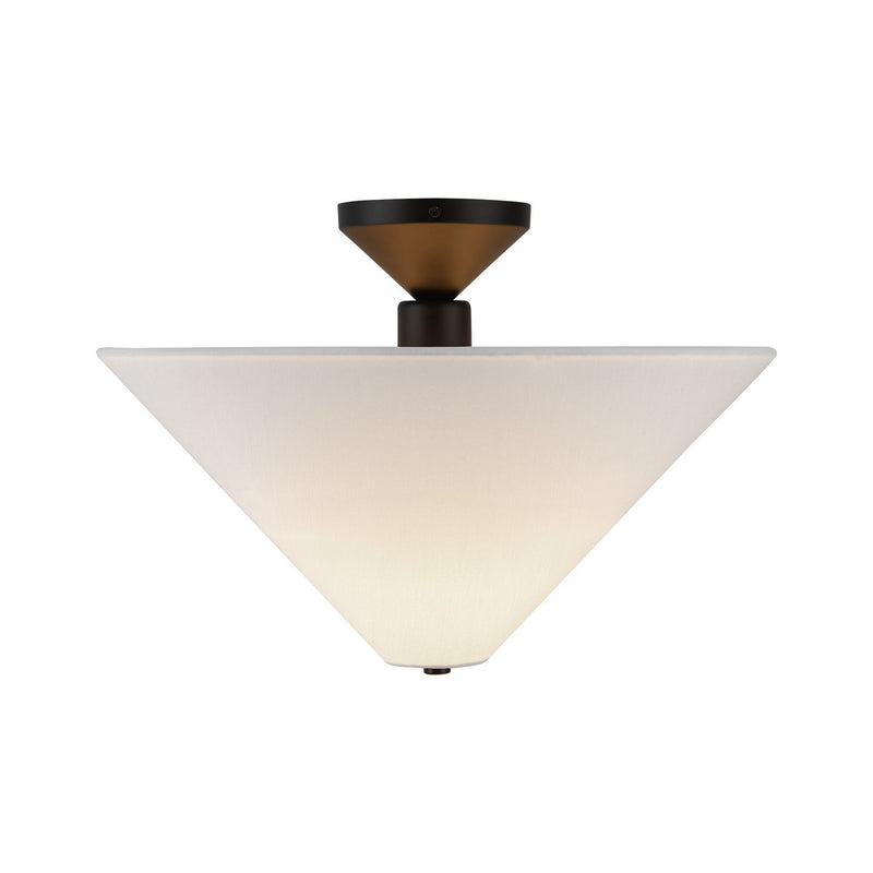 One Light Semi-Flush Mount<br /><span style="color:#4AB0CE;">Entrega: 4-10 dias en USA</span><br /><span style="color:#4AB0CE;font-size:60%;">PREGUNTE POR ENTREGA EN PANAMA</span><br />Collection: Bridgette<br />Finish: Matte Black/White Linen