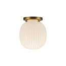 One Light Semi-Flush Mount<br /><span style="color:#4AB0CE;">Entrega: 4-10 dias en USA</span><br /><span style="color:#4AB0CE;font-size:60%;">PREGUNTE POR ENTREGA EN PANAMA</span><br />Collection: Cherise<br />Finish: Brushed Gold/Glossy Ribbed Opal Glass