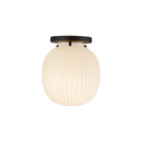 One Light Semi-Flush Mount<br /><span style="color:#4AB0CE;">Entrega: 4-10 dias en USA</span><br /><span style="color:#4AB0CE;font-size:60%;">PREGUNTE POR ENTREGA EN PANAMA</span><br />Collection: Cherise<br />Finish: Matte Black/Glossy Ribbed Opal Glass