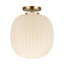 One Light Semi-Flush Mount<br /><span style="color:#4AB0CE;">Entrega: 4-10 dias en USA</span><br /><span style="color:#4AB0CE;font-size:60%;">PREGUNTE POR ENTREGA EN PANAMA</span><br />Collection: Cherise<br />Finish: Brushed Gold/Glossy Ribbed Opal Glass