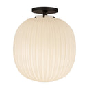 One Light Semi-Flush Mount<br /><span style="color:#4AB0CE;">Entrega: 4-10 dias en USA</span><br /><span style="color:#4AB0CE;font-size:60%;">PREGUNTE POR ENTREGA EN PANAMA</span><br />Collection: Cherise<br />Finish: Matte Black/Glossy Ribbed Opal Glass