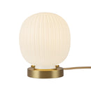 One Light Table Lamp<br /><span style="color:#4AB0CE;">Entrega: 4-10 dias en USA</span><br /><span style="color:#4AB0CE;font-size:60%;">PREGUNTE POR ENTREGA EN PANAMA</span><br />Collection: Cherise<br />Finish: Brushed Gold/Glossy Ribbed Opal Glass