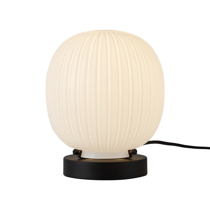 One Light Table Lamp<br /><span style="color:#4AB0CE;">Entrega: 4-10 dias en USA</span><br /><span style="color:#4AB0CE;font-size:60%;">PREGUNTE POR ENTREGA EN PANAMA</span><br />Collection: Cherise<br />Finish: Matte Black/Glossy Ribbed Opal Glass