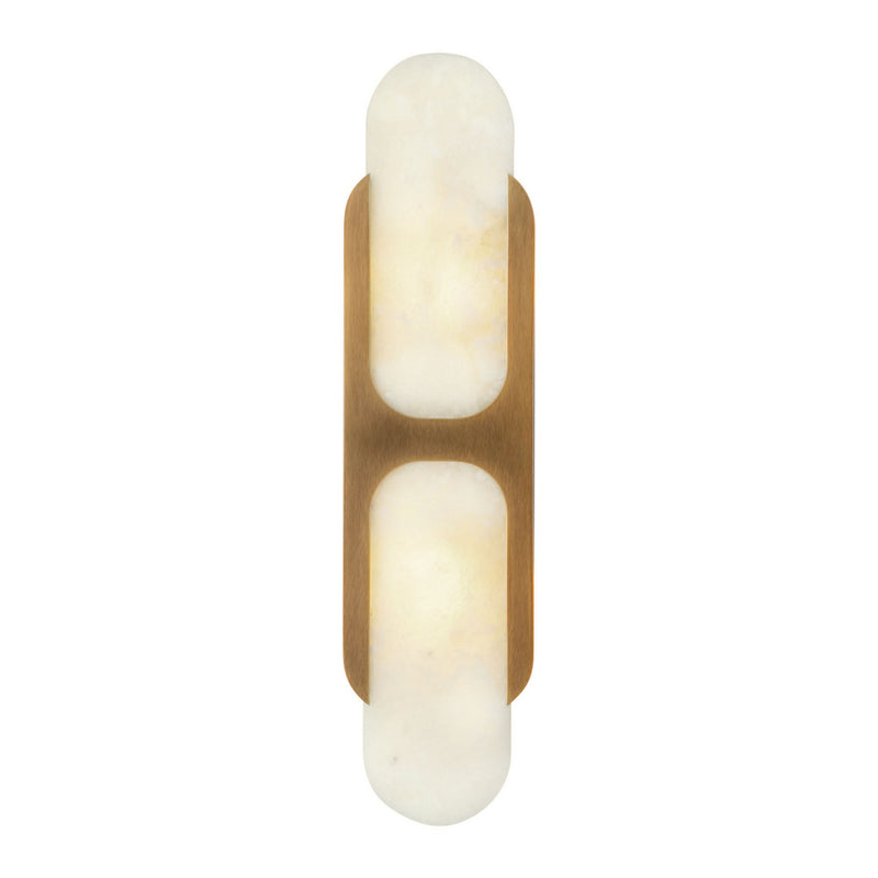 Two Light Wall Vanity<br /><span style="color:#4AB0CE;">Entrega: 3-4 semanas en USA</span><br /><span style="color:#4AB0CE;font-size:60%;">PREGUNTE POR ENTREGA EN PANAMA</span><br />Collection: Odin<br />Finish: Vintage Brass/Alabaster