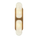 Two Light Wall Vanity<br /><span style="color:#4AB0CE;">Entrega: 3-4 semanas en USA</span><br /><span style="color:#4AB0CE;font-size:60%;">PREGUNTE POR ENTREGA EN PANAMA</span><br />Collection: Odin<br />Finish: Vintage Brass/Alabaster