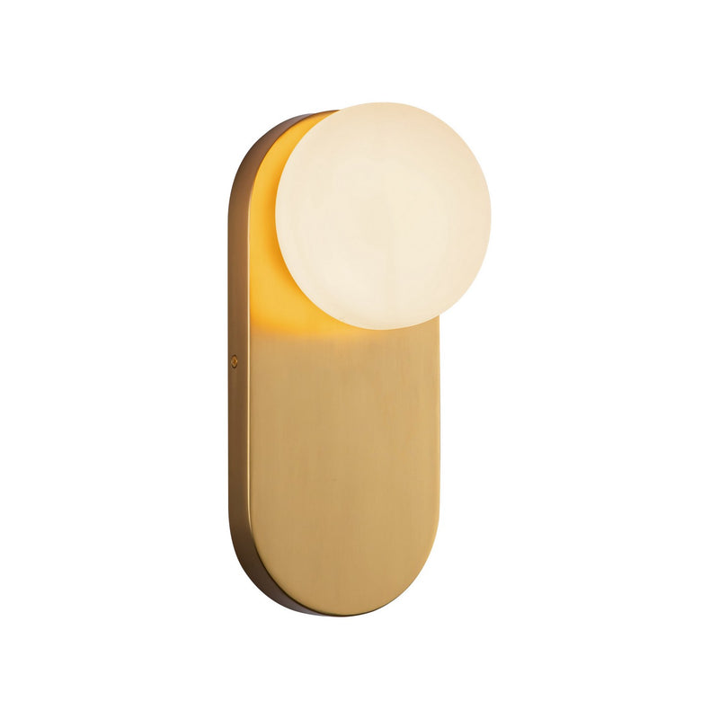 One Light Vanity<br /><span style="color:#4AB0CE;">Entrega: 4-10 dias en USA</span><br /><span style="color:#4AB0CE;font-size:60%;">PREGUNTE POR ENTREGA EN PANAMA</span><br />Collection: Ariel<br />Finish: Brushed Gold/Opal Glass