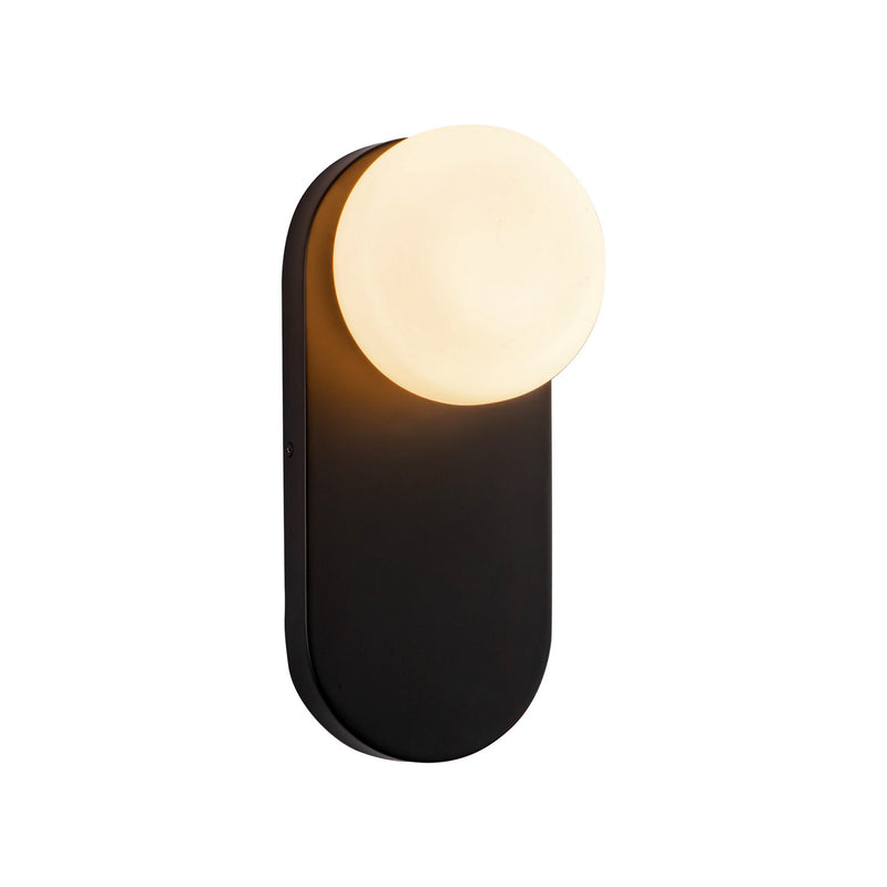One Light Vanity<br /><span style="color:#4AB0CE;">Entrega: 1-2 semanas en USA</span><br /><span style="color:#4AB0CE;font-size:60%;">PREGUNTE POR ENTREGA EN PANAMA</span><br />Collection: Ariel<br />Finish: Matte Black/Opal Glass