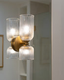 Alora - WV442612BGCR - Two Light Vanity - Nelly - Brushed Gold/Clear Ribbed Glass