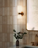 Two Light Vanity<br /><span style="color:#4AB0CE;">Entrega: 0-1 semanas en USA</span><br /><span style="color:#4AB0CE;font-size:60%;">PREGUNTE POR ENTREGA EN PANAMA</span><br />Collection: Nelly<br />Finish: Brushed Gold/Glossy Ribbed Opal Glass