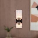 Alora - WV442612MBCR - Two Light Vanity - Nelly - Matte Black/Clear Ribbed Glass
