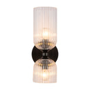Two Light Vanity<br /><span style="color:#4AB0CE;">Entrega: 4-10 dias en USA</span><br /><span style="color:#4AB0CE;font-size:60%;">PREGUNTE POR ENTREGA EN PANAMA</span><br />Collection: Nelly<br />Finish: Matte Black/Clear Ribbed Glass