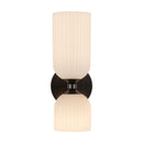 Two Light Vanity<br /><span style="color:#4AB0CE;">Entrega: 4-10 dias en USA</span><br /><span style="color:#4AB0CE;font-size:60%;">PREGUNTE POR ENTREGA EN PANAMA</span><br />Collection: Nelly<br />Finish: Matte Black/Glossy Ribbed Opal Glass