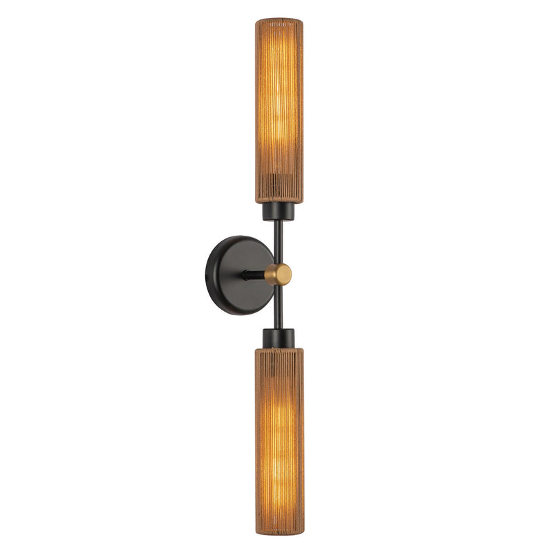Two Light Vanity<br /><span style="color:#4AB0CE;">Entrega: 4-10 dias en USA</span><br /><span style="color:#4AB0CE;font-size:60%;">PREGUNTE POR ENTREGA EN PANAMA</span><br />Collection: Colby<br />Finish: Matte Black/Tan Jute