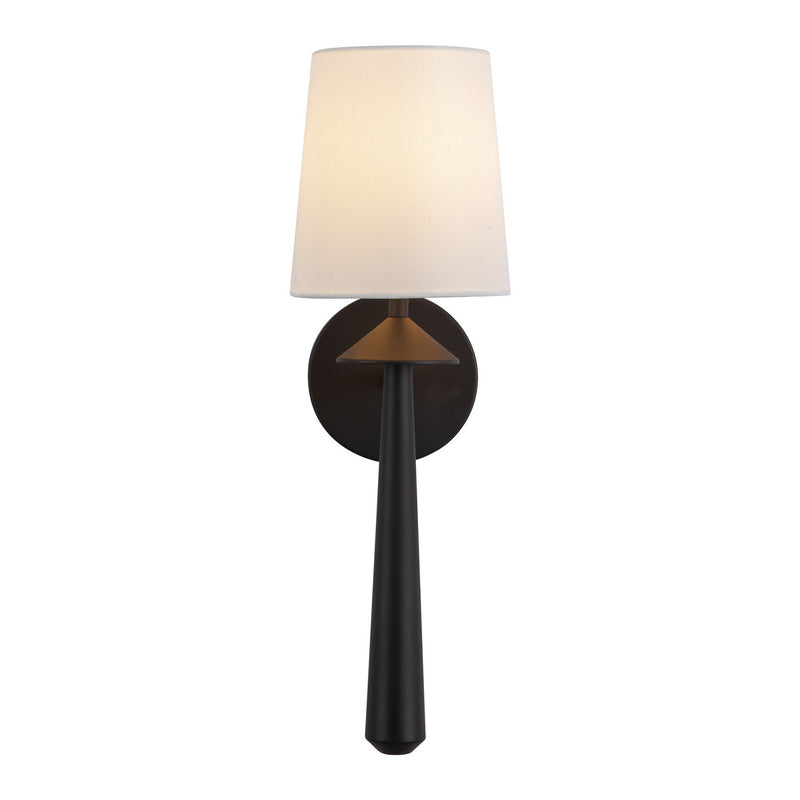One Light Vanity<br /><span style="color:#4AB0CE;">Entrega: 4-10 dias en USA</span><br /><span style="color:#4AB0CE;font-size:60%;">PREGUNTE POR ENTREGA EN PANAMA</span><br />Collection: Bridgette<br />Finish: Matte Black/White Linen